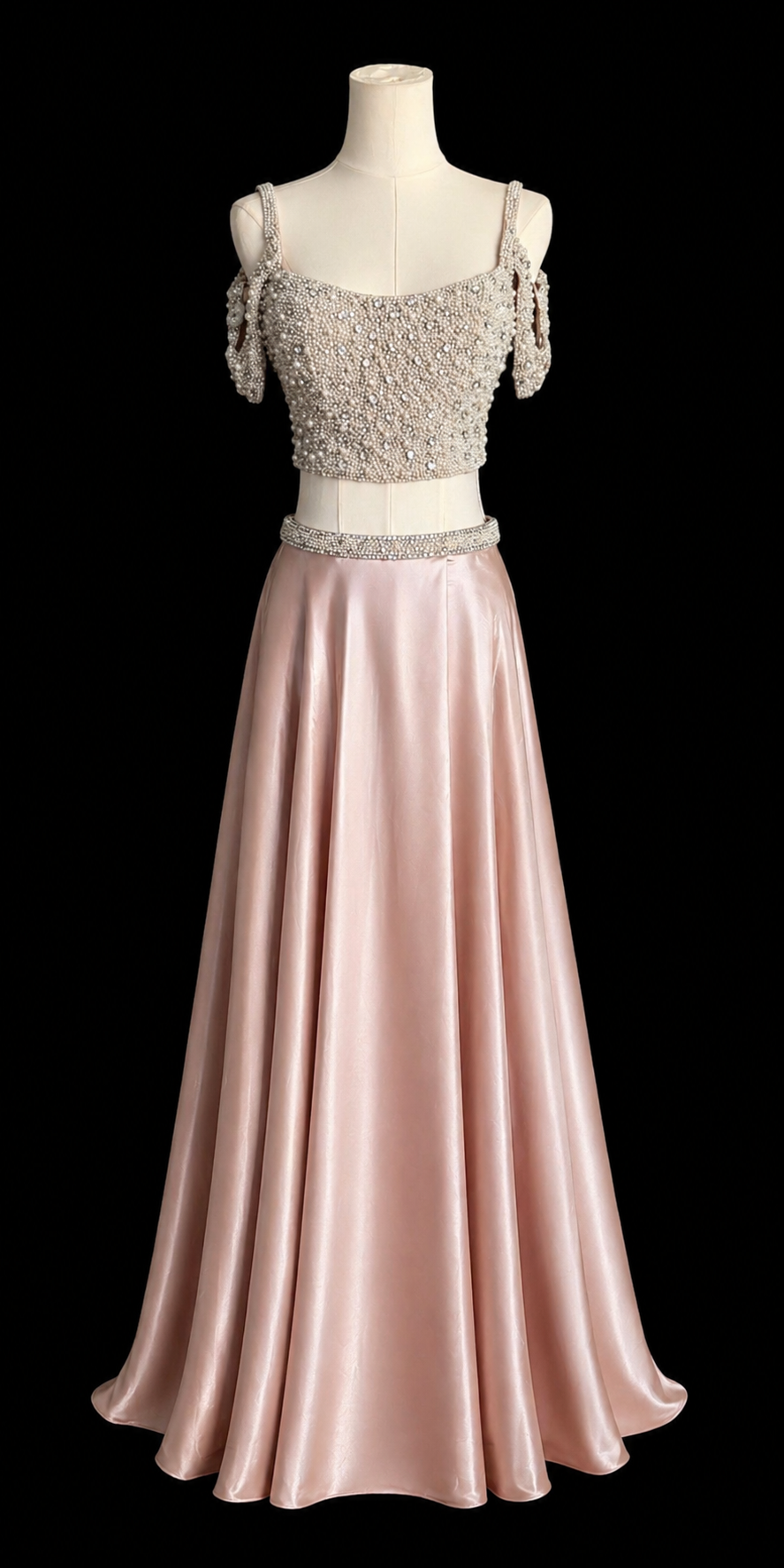 Sherri Hill 01732 Light Pink Pearl Beaded Two Piece Prom Gown Size 0 $598