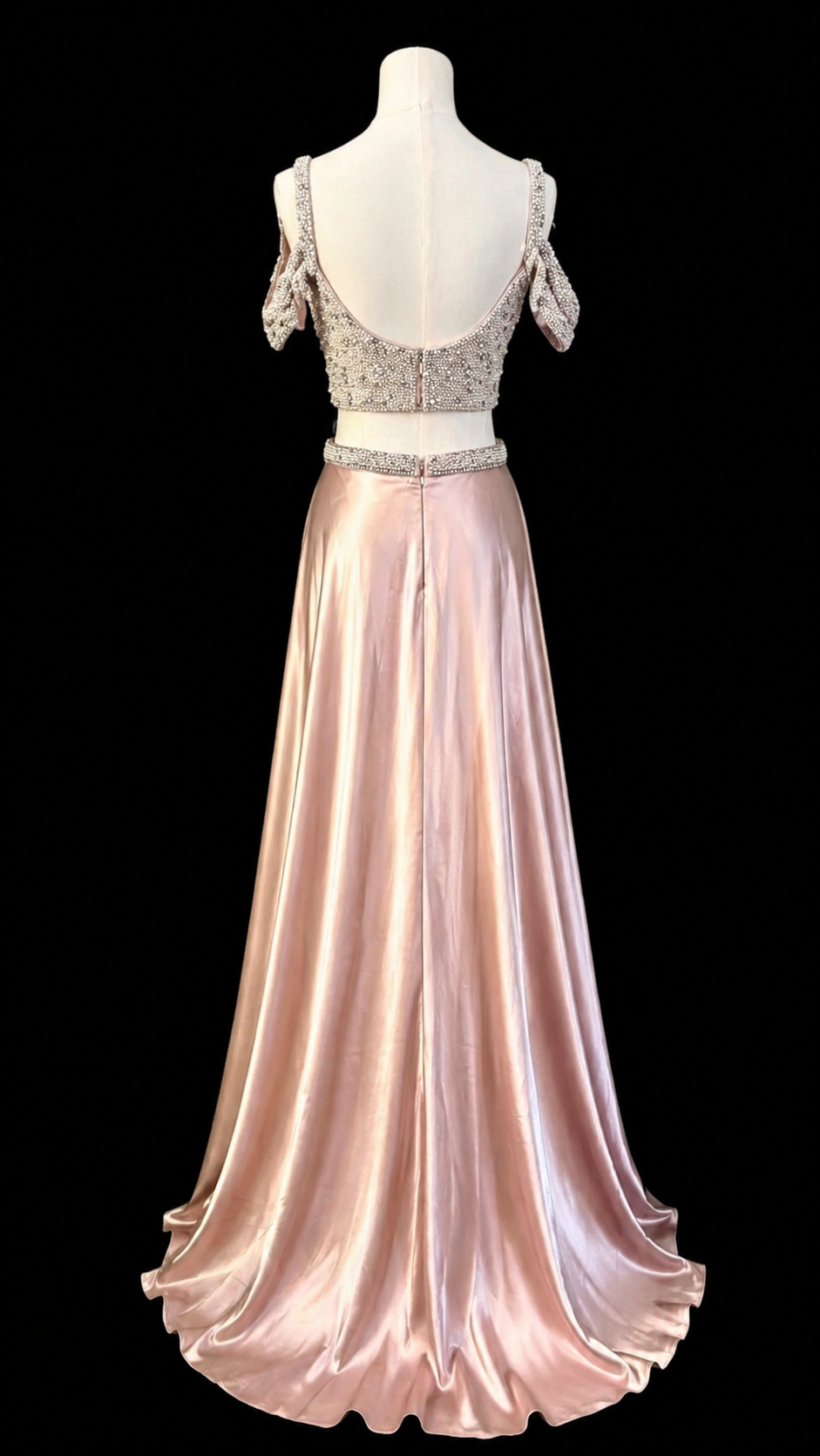 Sherri Hill 01732 Light Pink Pearl Beaded Two Piece Prom Gown Size 0 $598