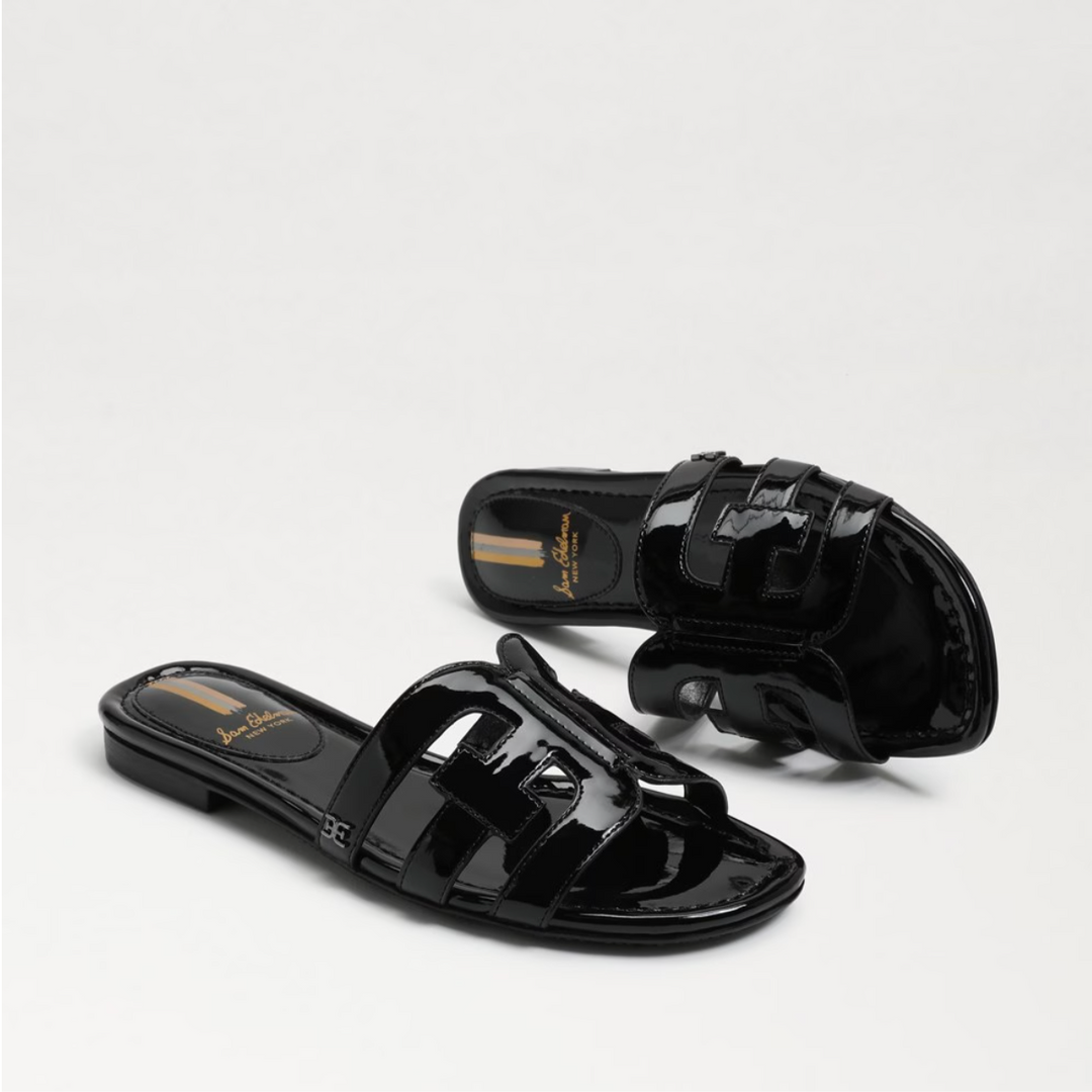 Sam Edelman Bay Slide Sandal Black Patent Leather Sz 9