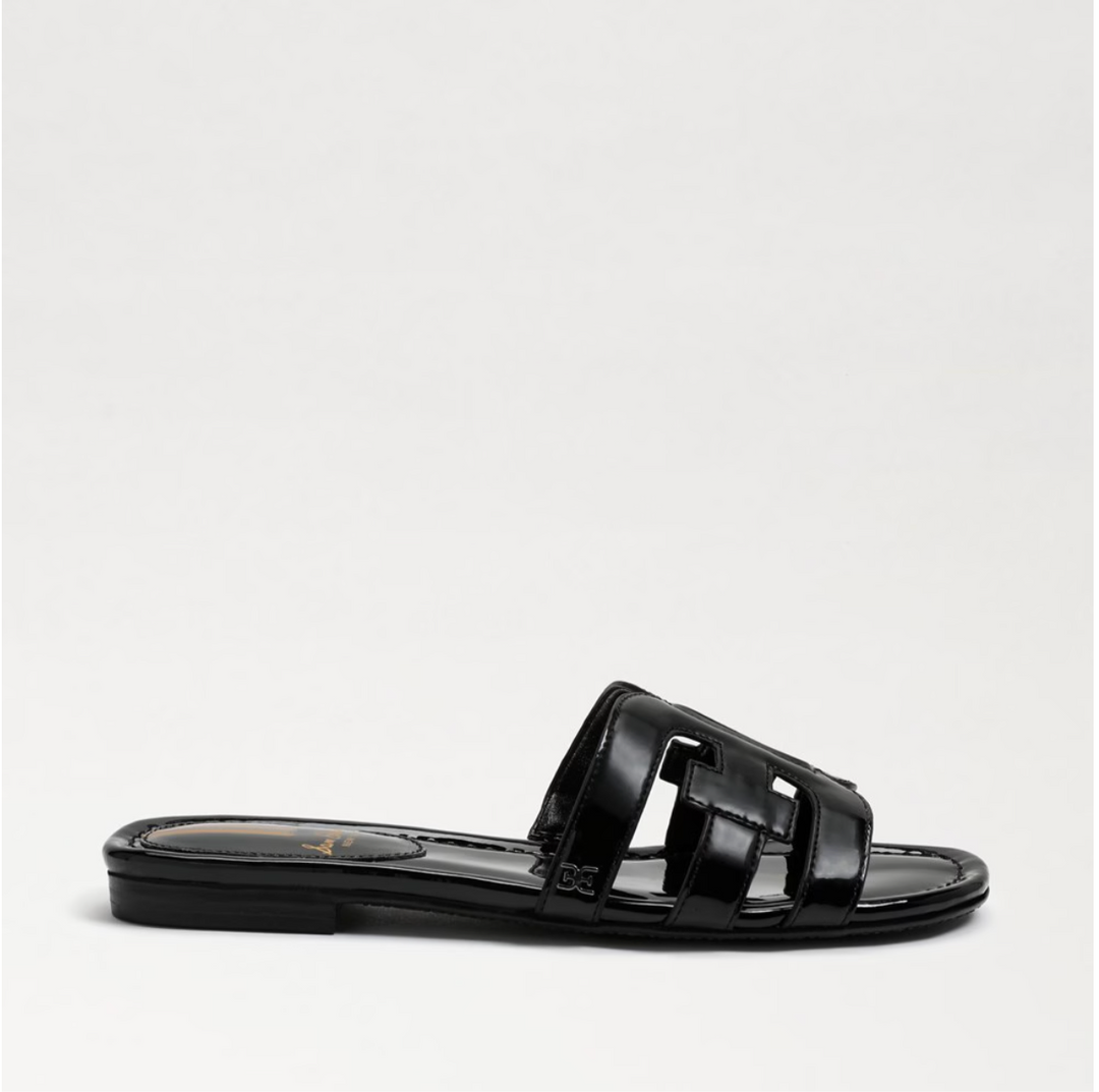 Sam Edelman Bay Slide Sandal Black Patent Leather Sz 9