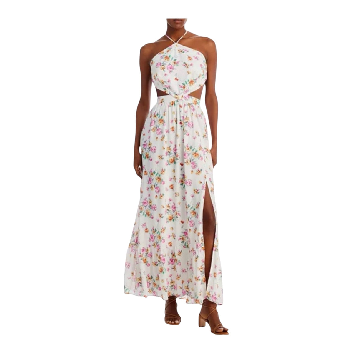 WAYF Madelyn Floral Halter Maxi Dress Sz XS