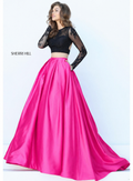 Sherri Hill 50357 Black Fuchsia Two Piece Ball Gown Size 2 $558