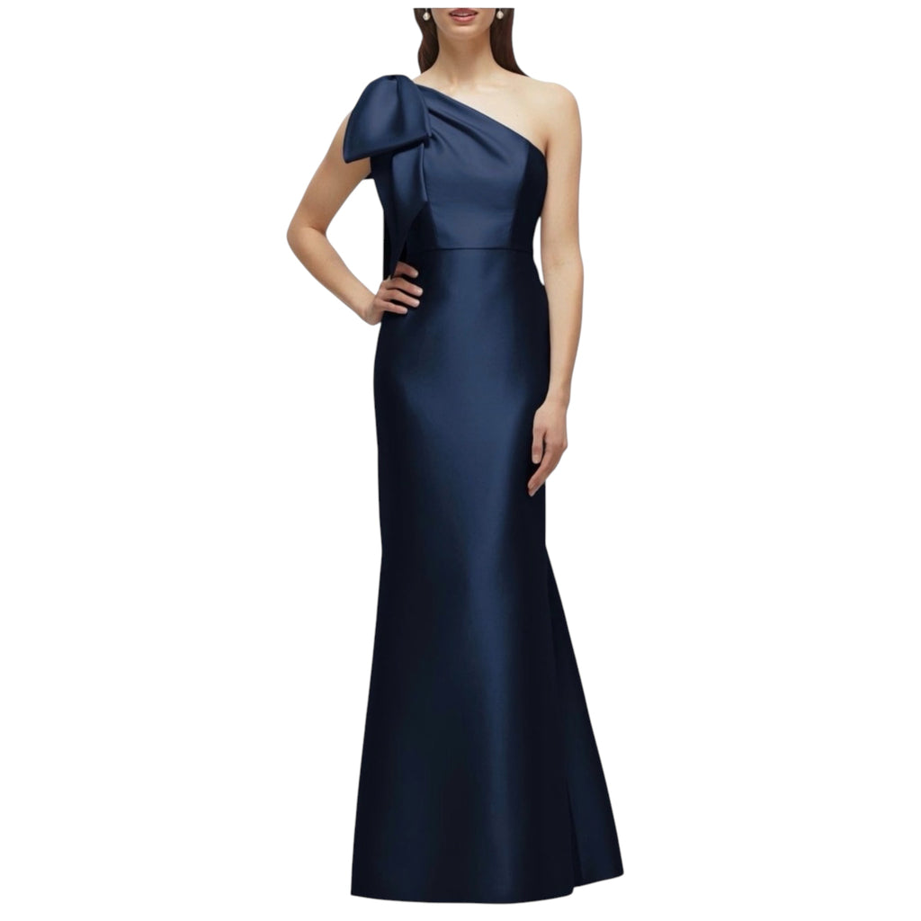 Alfred Sung
Bow One-Shoulder Satin
Twill Mermaid Gown Midnight Sz 8