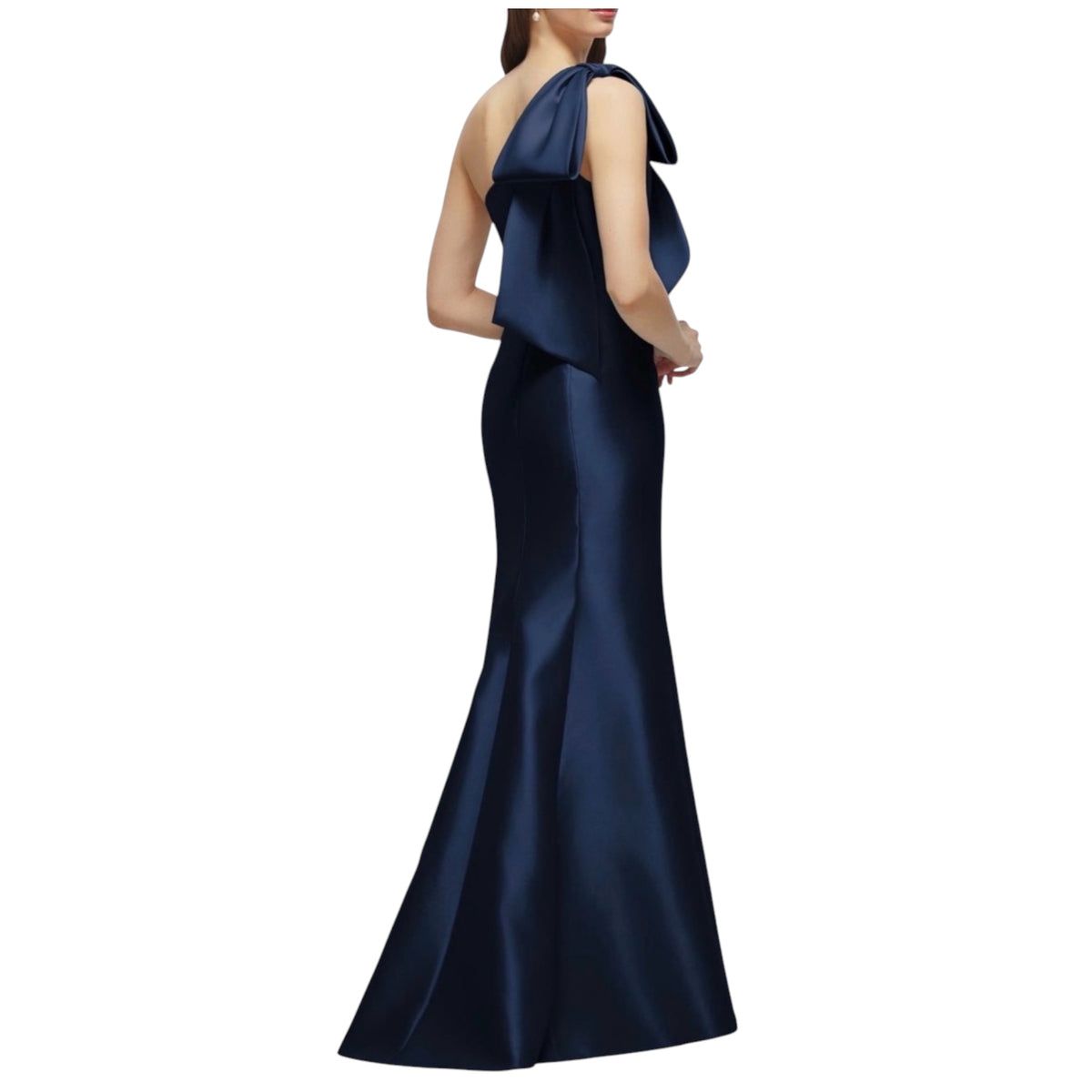Alfred Sung
Bow One-Shoulder Satin
Twill Mermaid Gown Midnight Sz 8