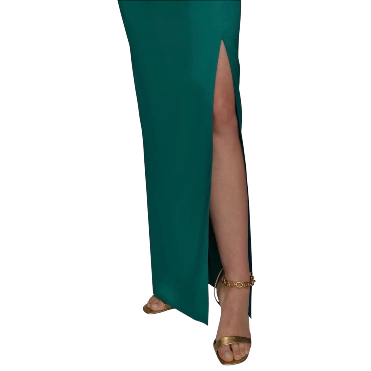 DONNA KARAN Ruched Strapless Satin Gown Emerald Green Size 2