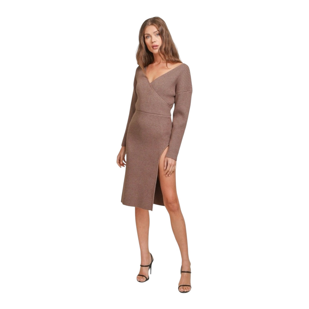 Line & Dot Rendezvous Sweater Dress in Mocha Size Small