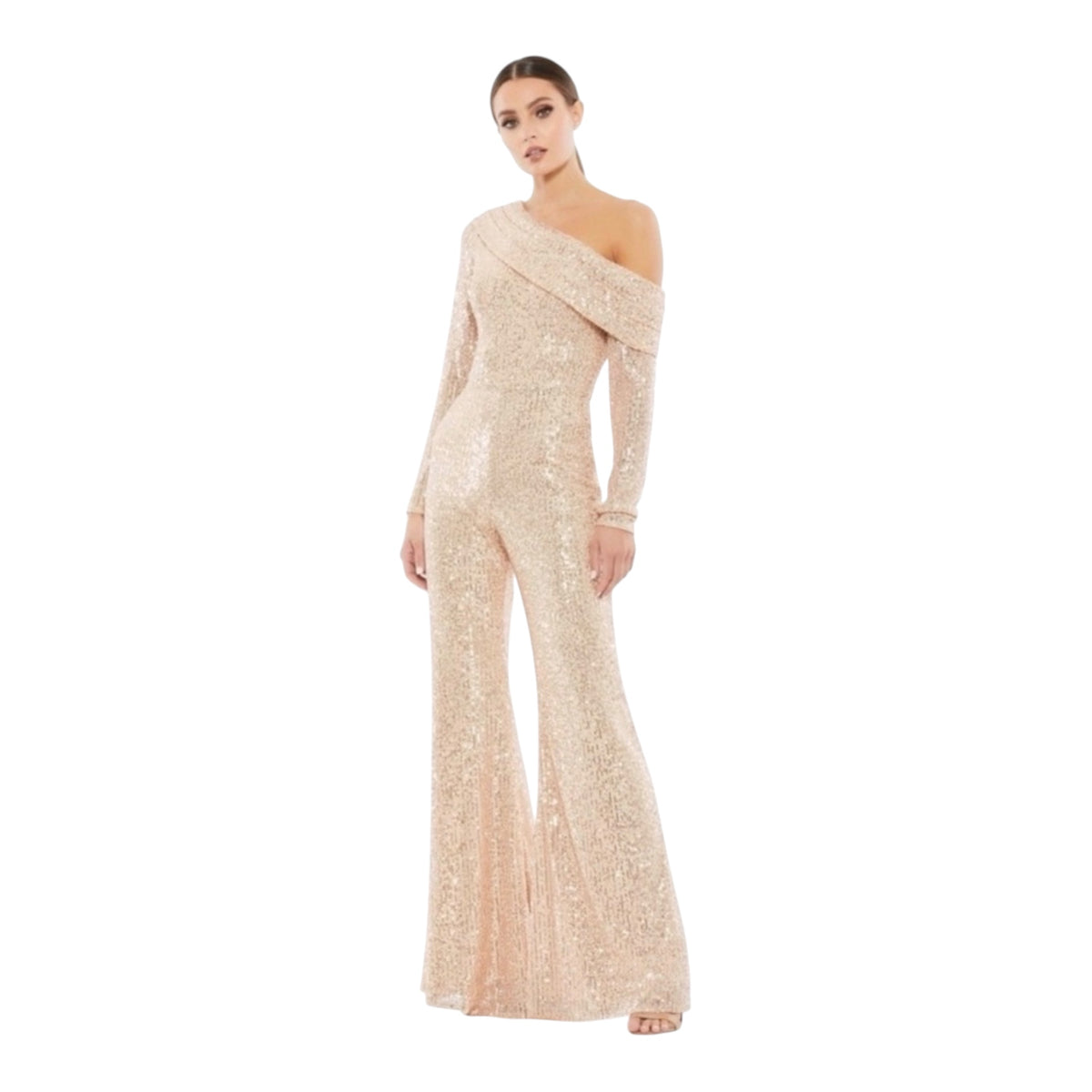 Mac Duggal 26596 Rose Gold
Sequin Off-Shoulder Jumpsuit Size
4