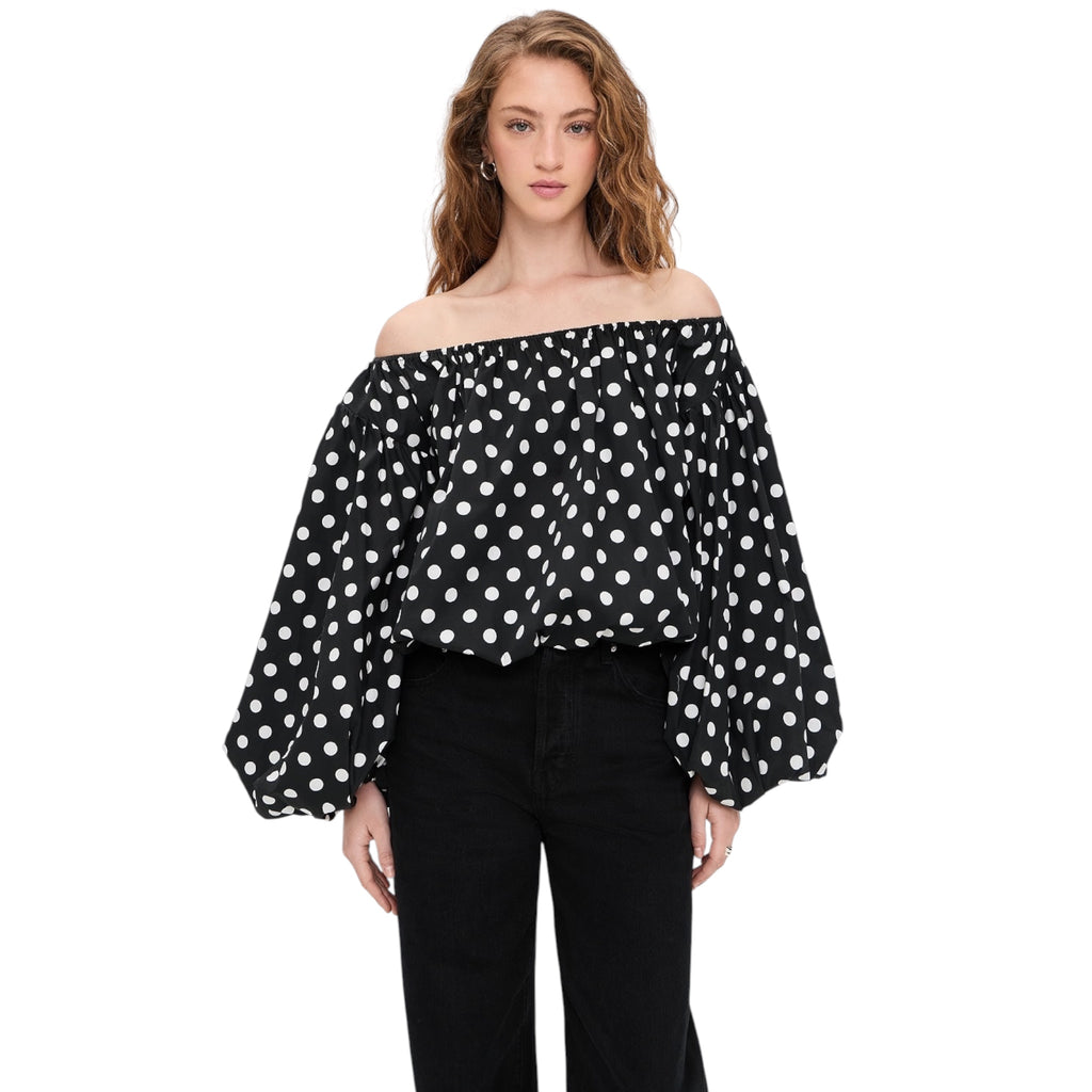 Caroline Constas Andros Off-Shoulder Polka Dot Top – Size XL