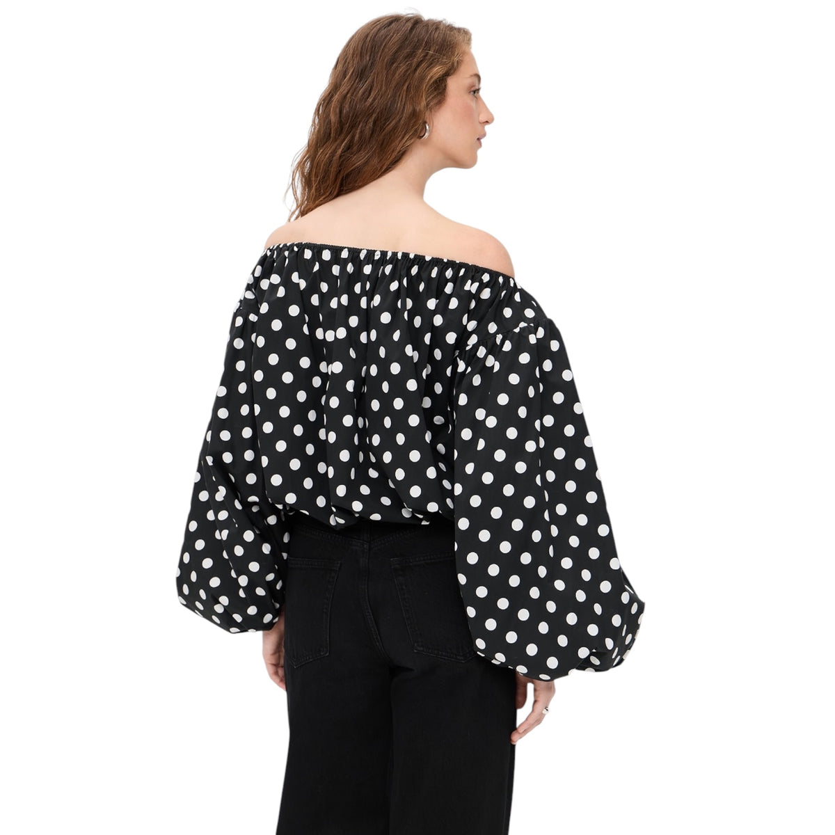 Caroline Constas Andros Off-Shoulder Polka Dot Top – Size XL