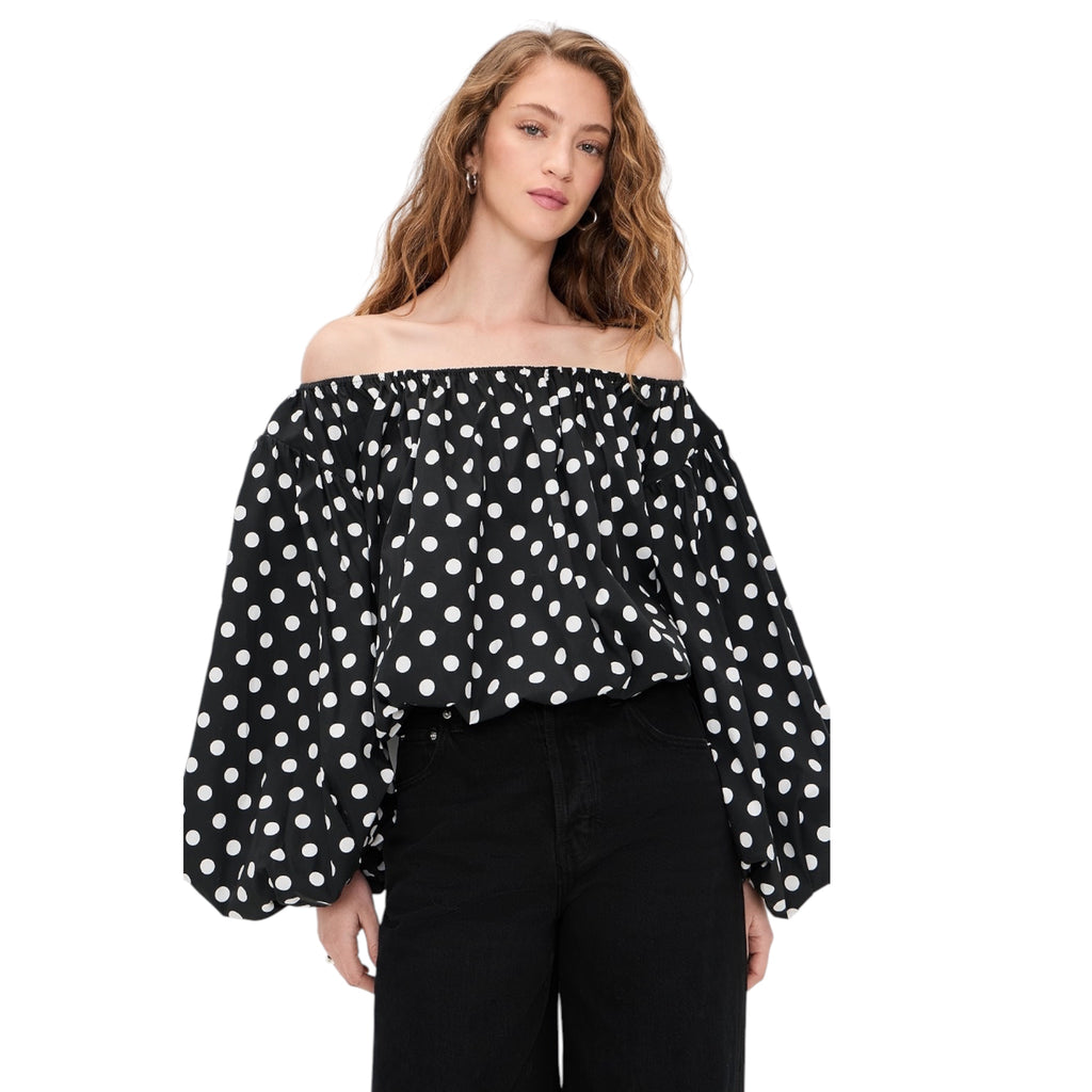 Caroline Constas Andros Off-Shoulder Polka Dot Top – Size XL
