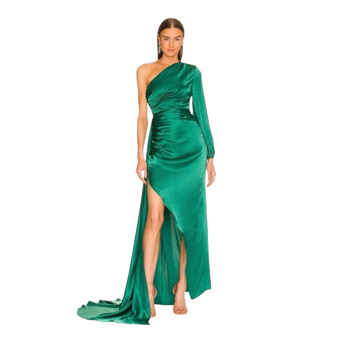 Michael Costello Revolve Heather Maxi Gown Dress Green Sz Small