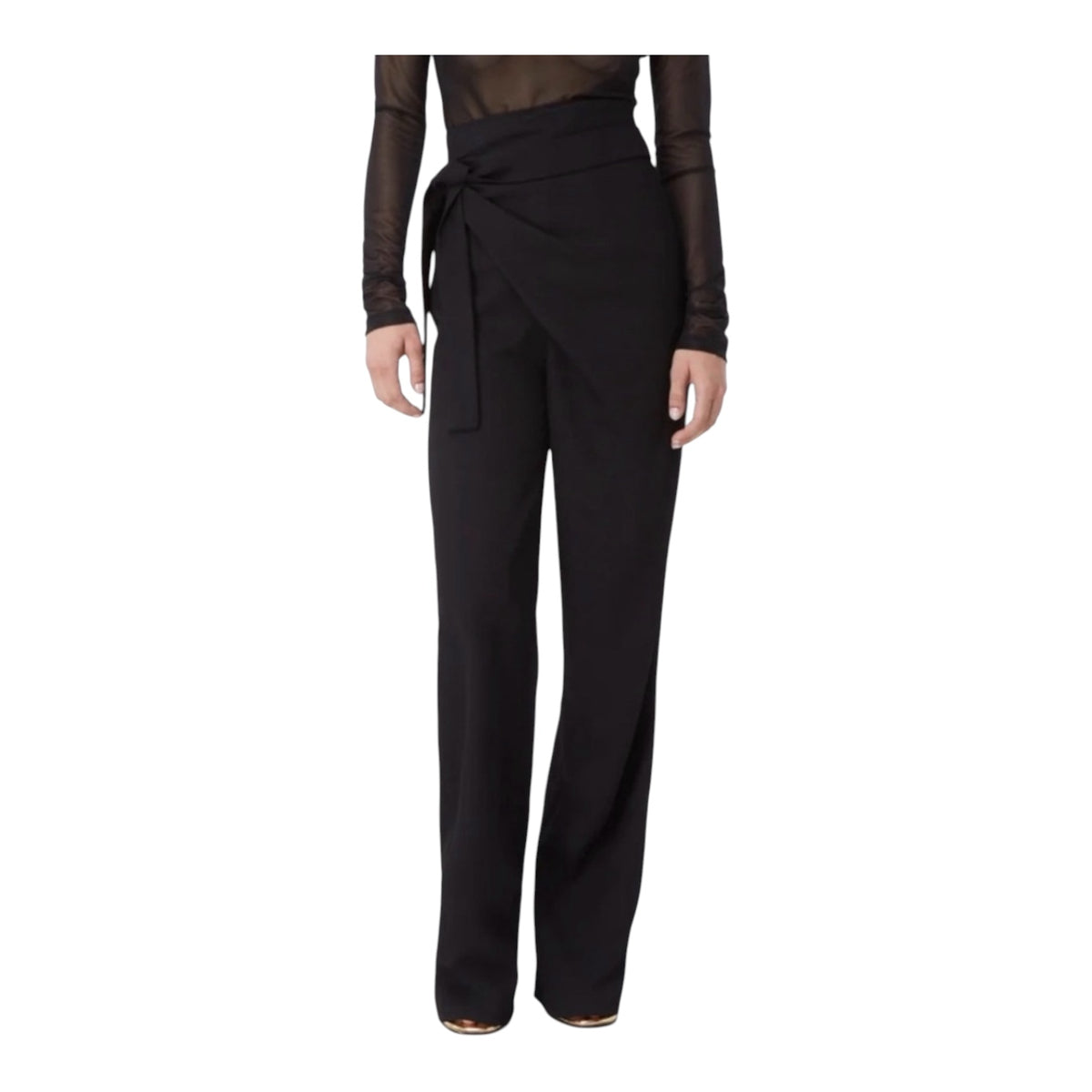 GAUGE81 Carlow knotted draped crepe wide-leg pants in Black Sz 34 XS
