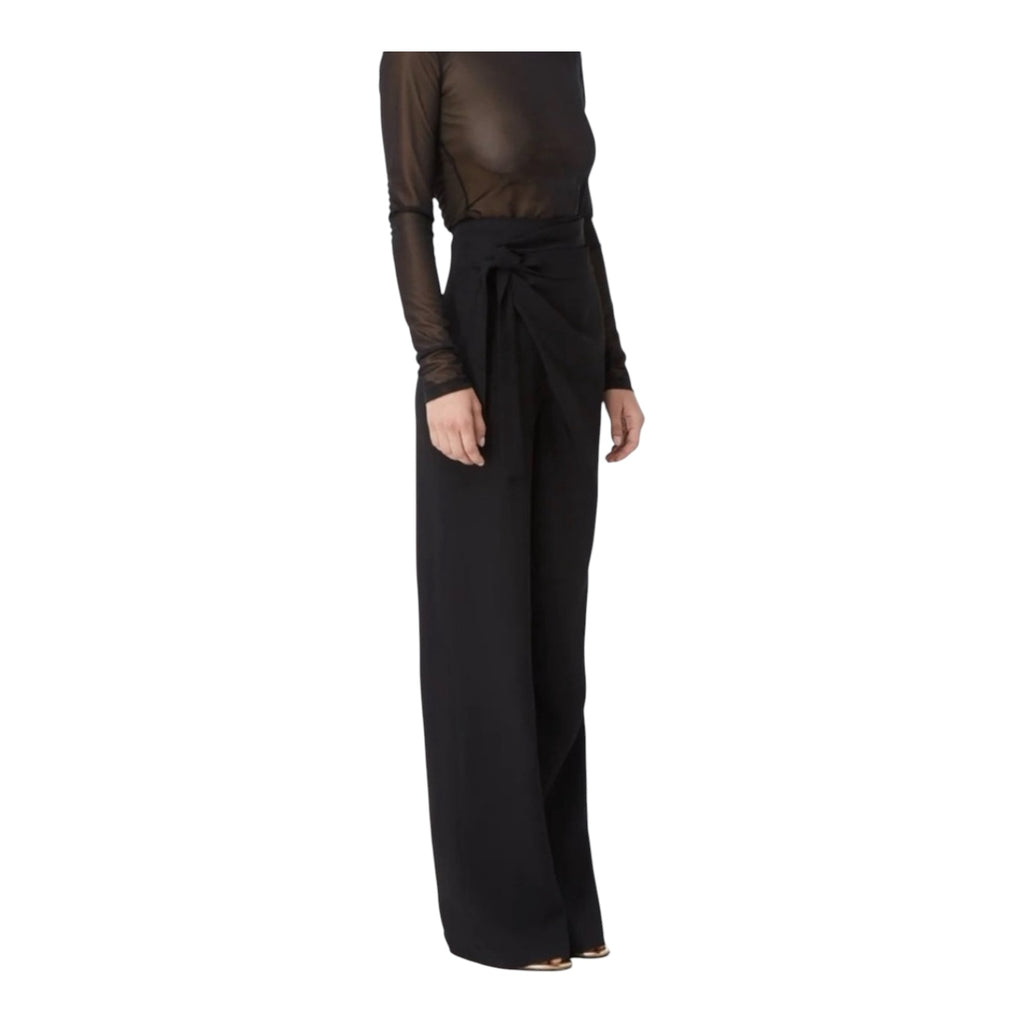 GAUGE81 Carlow knotted draped crepe wide-leg pants in Black Sz 34 XS