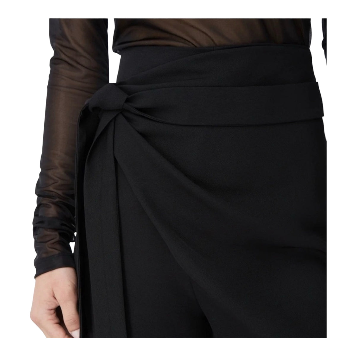 GAUGE81 Carlow knotted draped crepe wide-leg pants in Black Sz 34 XS