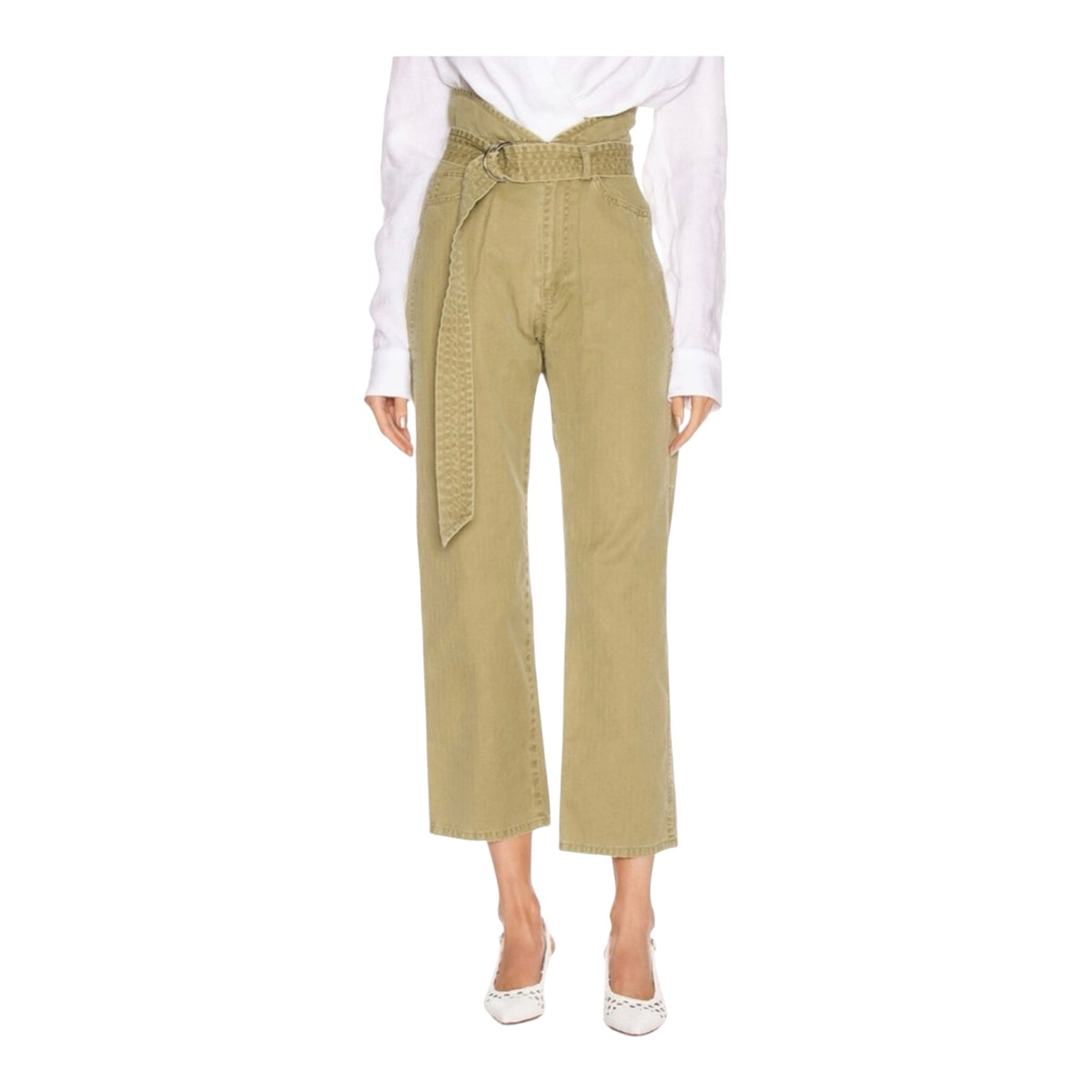 Marissa Webb Travis Heavy Canvas Pant in Khaki Green Sz 4
