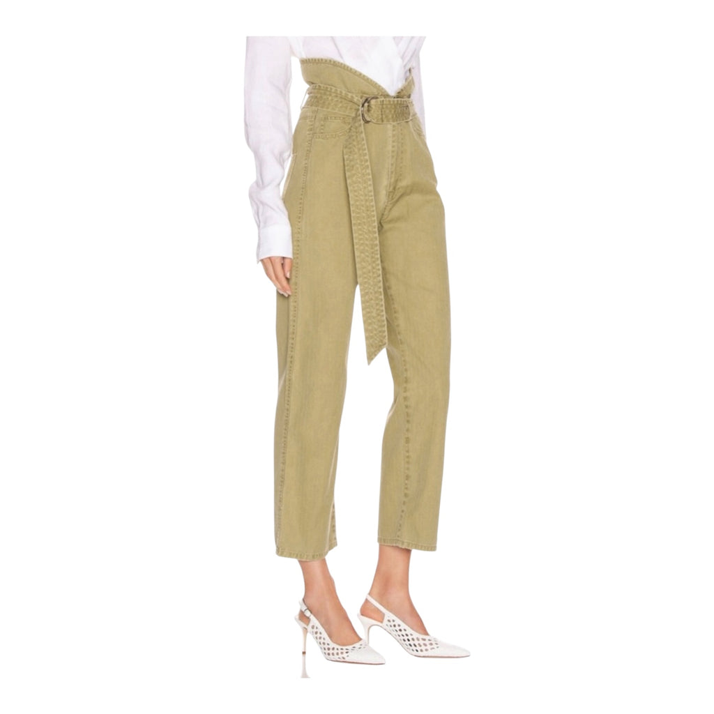 Marissa Webb Travis Heavy Canvas Pant in Khaki Green Sz 4