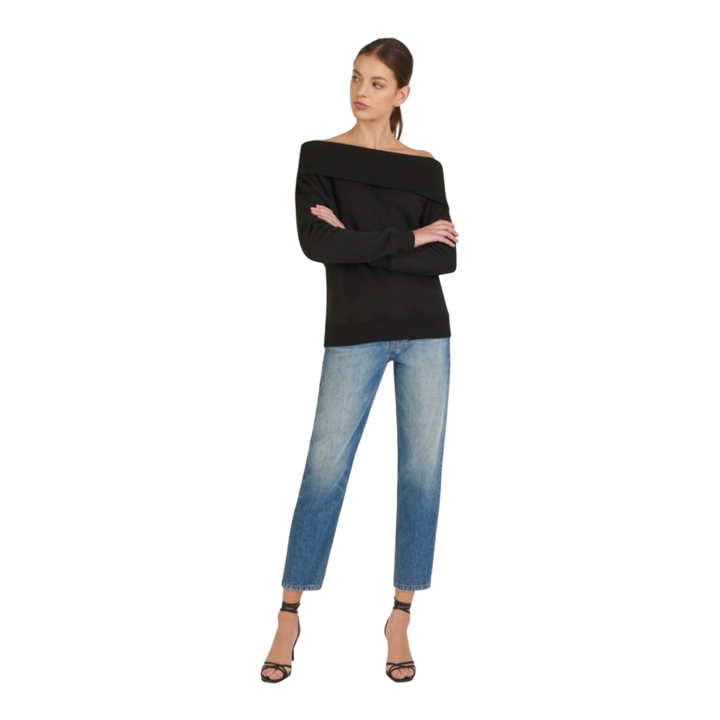 Marissa Webb So Relaxed Off the Shoulder Sweatshirt Black Sz XS