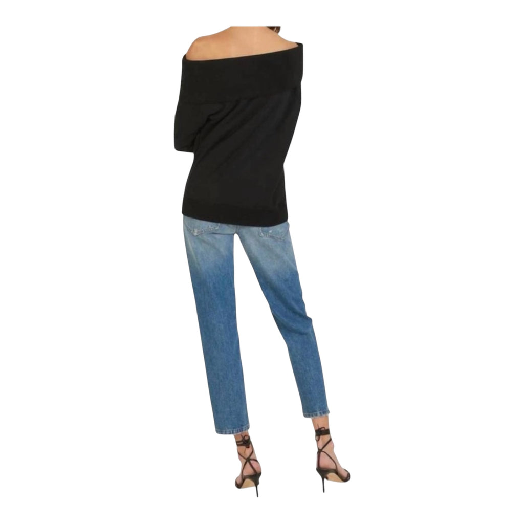 Marissa Webb So Relaxed Off the Shoulder Sweatshirt Black Sz XS