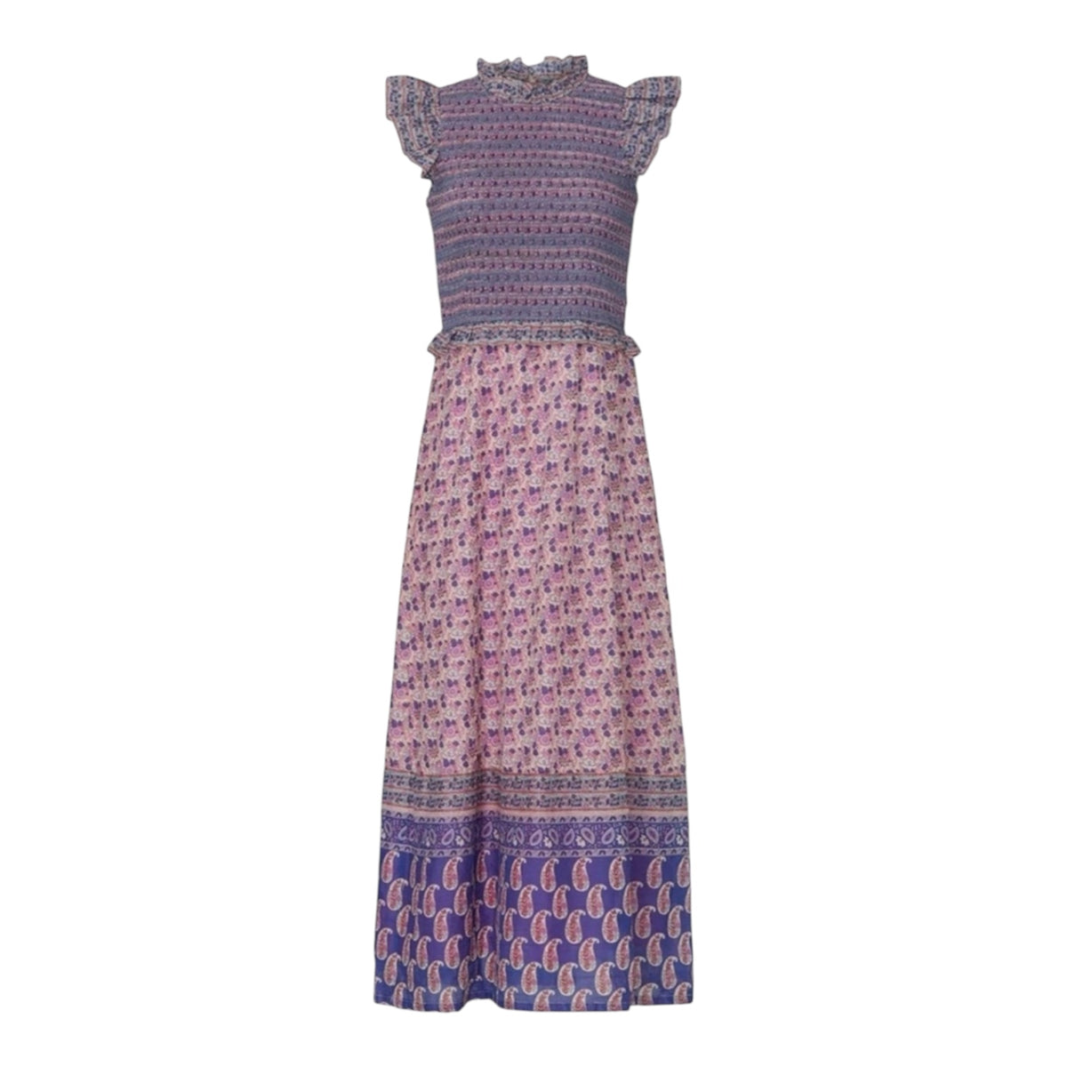 Sea New York Bianca Smocked Midi Dress Purple Pink Floral Sz 4