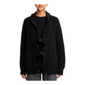 Sea New York Mariella Merino Wool Cable Knit Cardigan Sweater Black Large