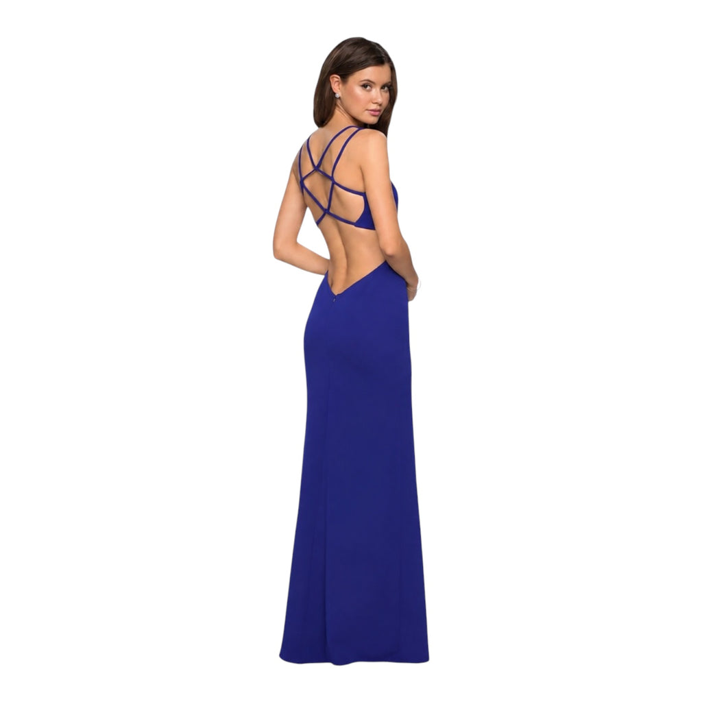 La Femme 27126 High Slit Strappy Back Gown Royal Blue Sz 12