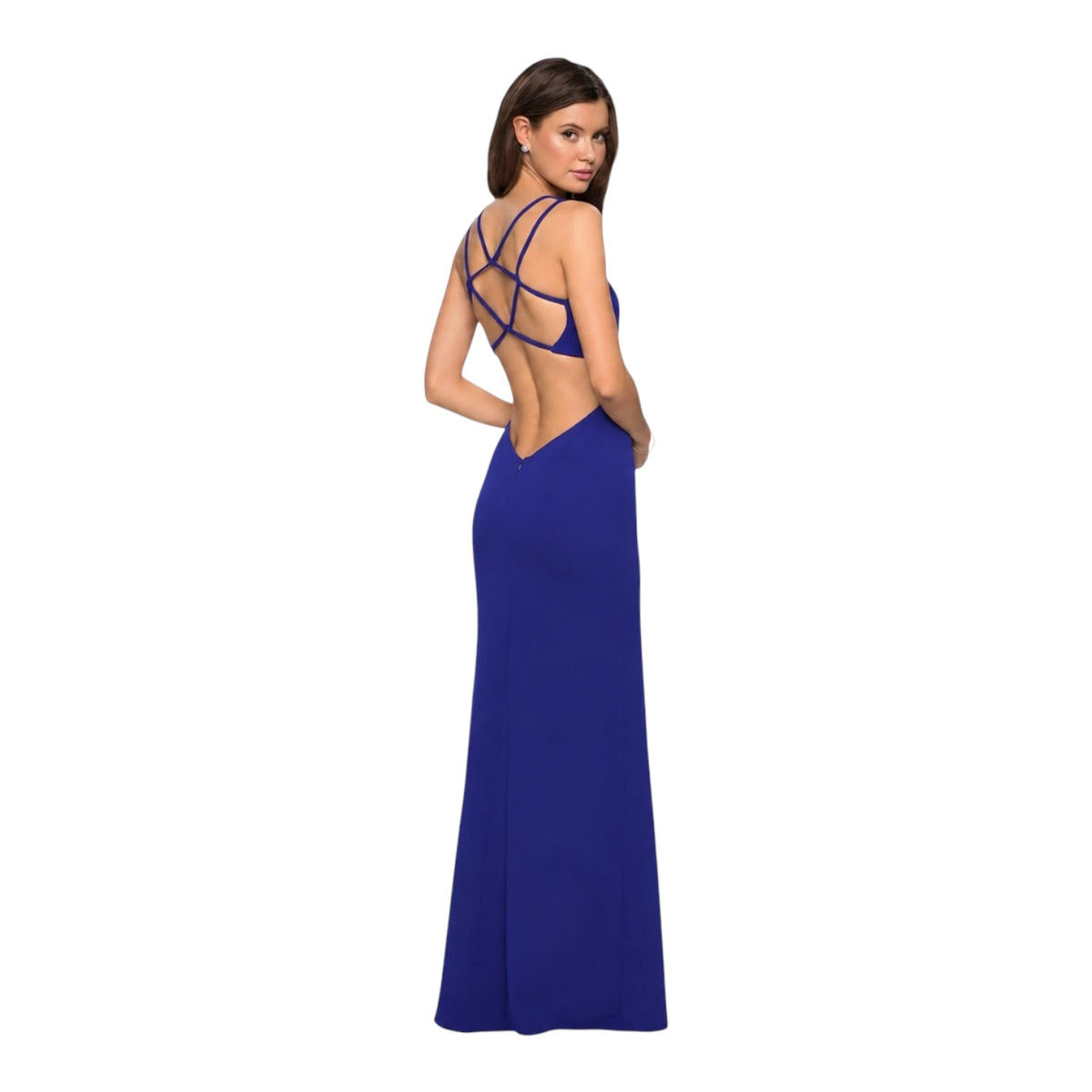 La Femme 27126 High Slit Strappy Back Gown Royal Blue Sz 12