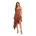 Mac Duggal 10796 Sequined RuffleAsymmetrical Hem Sleeveless Dress Bark Sz 2