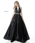 Sherri Hill 51588 Black  Halter Ball Gown Beaded Waist Dress Size 2 $598