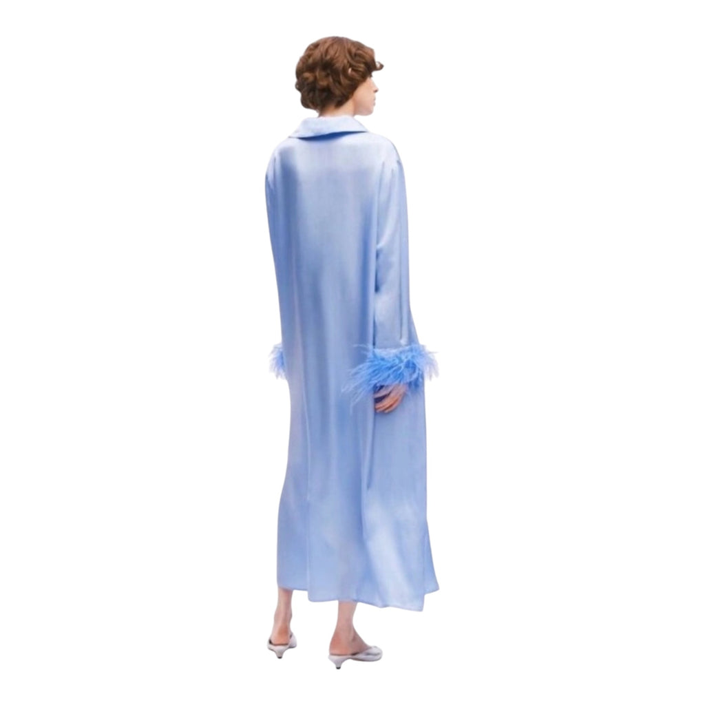 Sleeper Luna Maxi Dress with Detachable Feathers Blue Womens Size XS