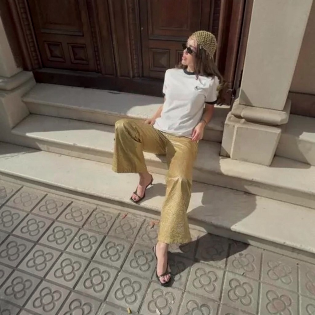 SLEEPER Supernova Gold Sequin Pants Sz Small