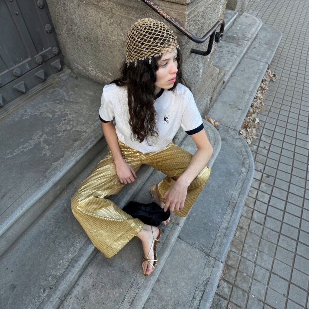 SLEEPER Supernova Gold Sequin Pants Sz Small