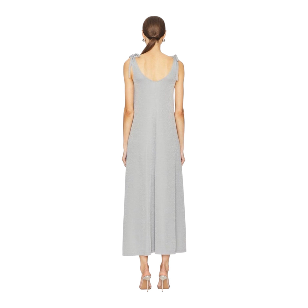SLEEPER Kylie Lurex Slip Dress in Silver