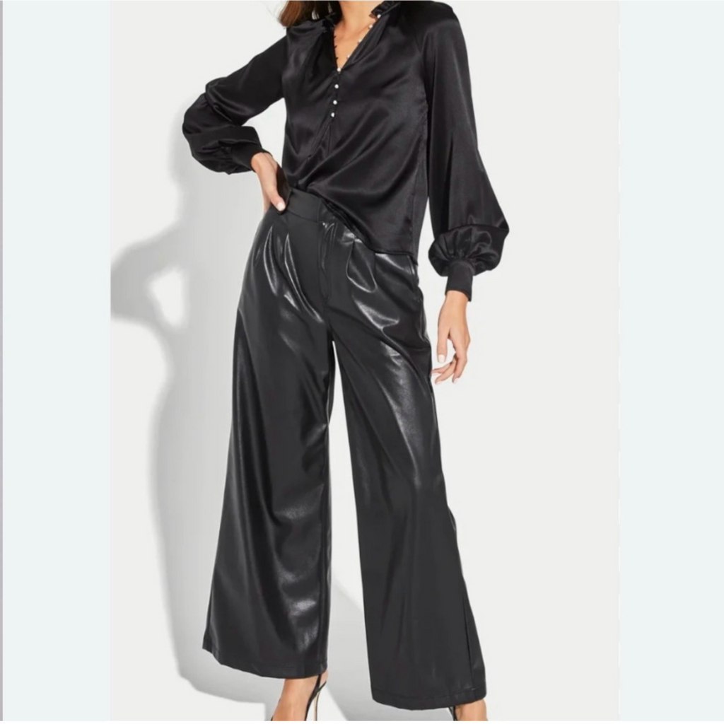 Generation Love Genesis Vegan Wide Leg Trousers Black Sz 8