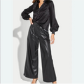 Generation Love Genesis Vegan Wide Leg Trousers Black Sz 8