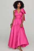 Hutch Selba Gown Fuchsia Size 2 One Shoulder Bow Evening Dress