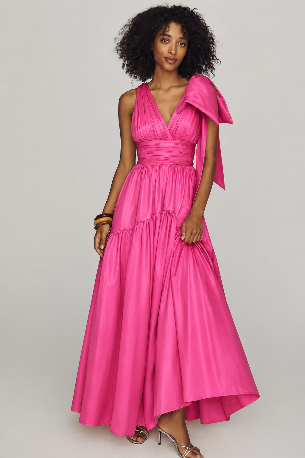Hutch Selba Gown Fuchsia Size 2 One Shoulder Bow Evening Dress