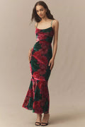 Hutch Tylia Ruched Floral Velvet Maxi Dress Size 2