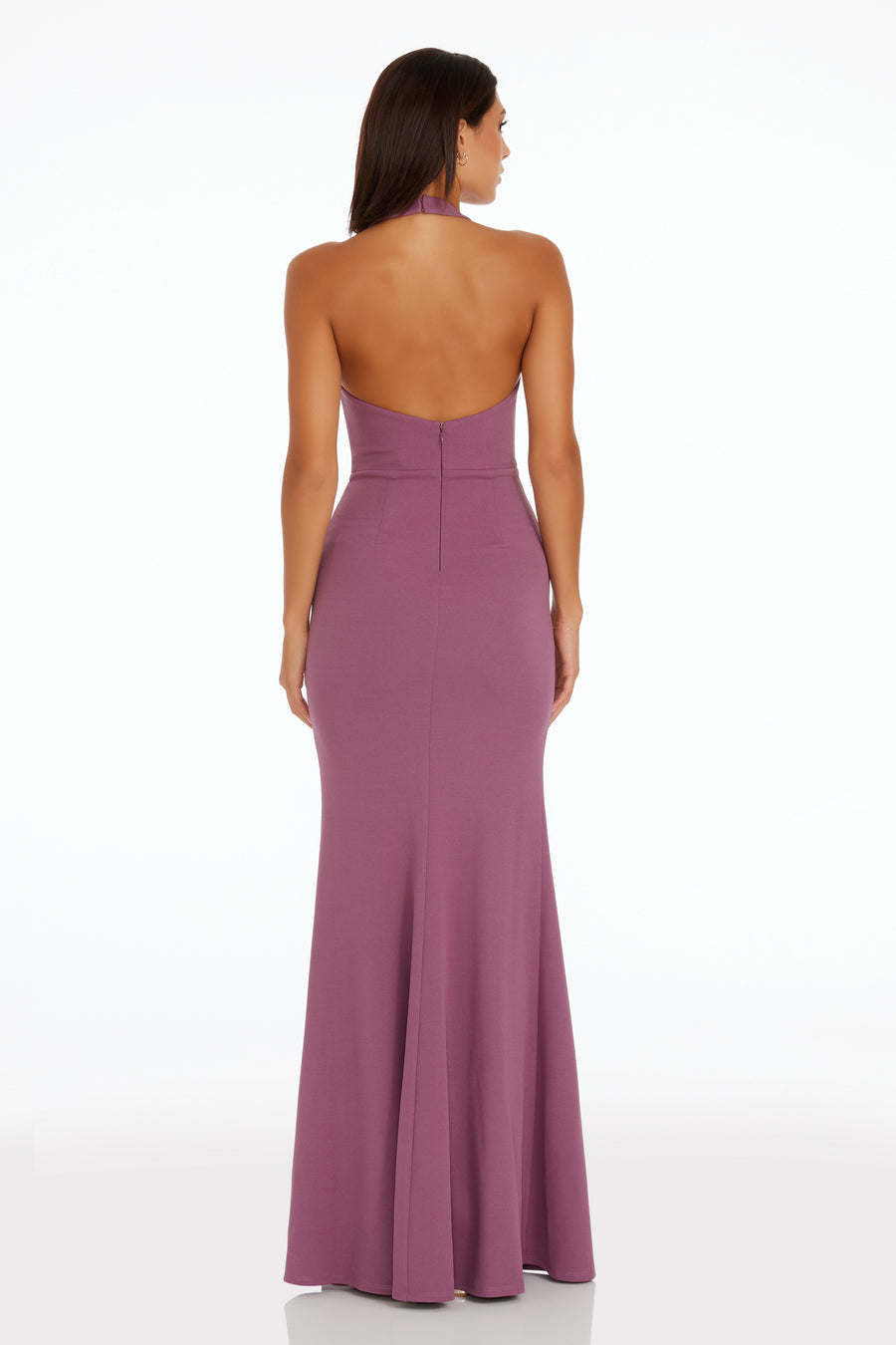 Dress the Population Paige Halter Gown in Orchid Front Slit Formal Dress Sz Medium $198