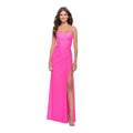 La Femme Side-Slit Backless Long Dress Neon Pink Size 4