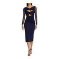 Chiara Boni Leitha Mesh CutOut Midi-Dress Blue Notte Sz 12