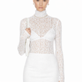 Enza Costa lace turtleneck top in white XS $225