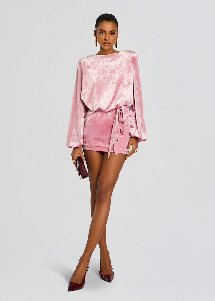 Retrofete Elysia Velvet Dress in Vintage Rose size Small $498