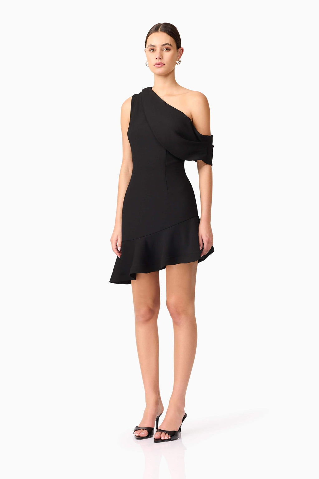 ELLIATT Ava Asymmetrical Mini Dress in Black Sz Small 
$278