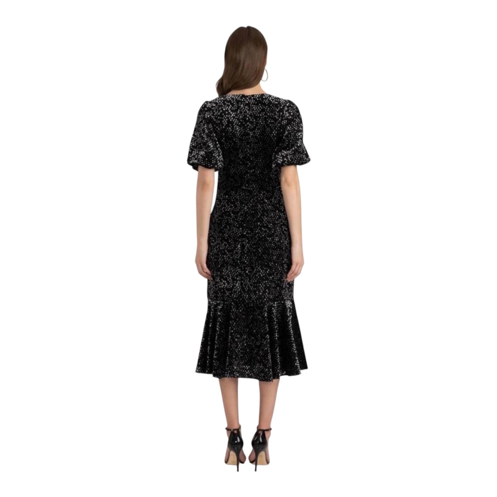 Shoshanna Silk Blend Colette Black Velvet Dot Dress Size 4