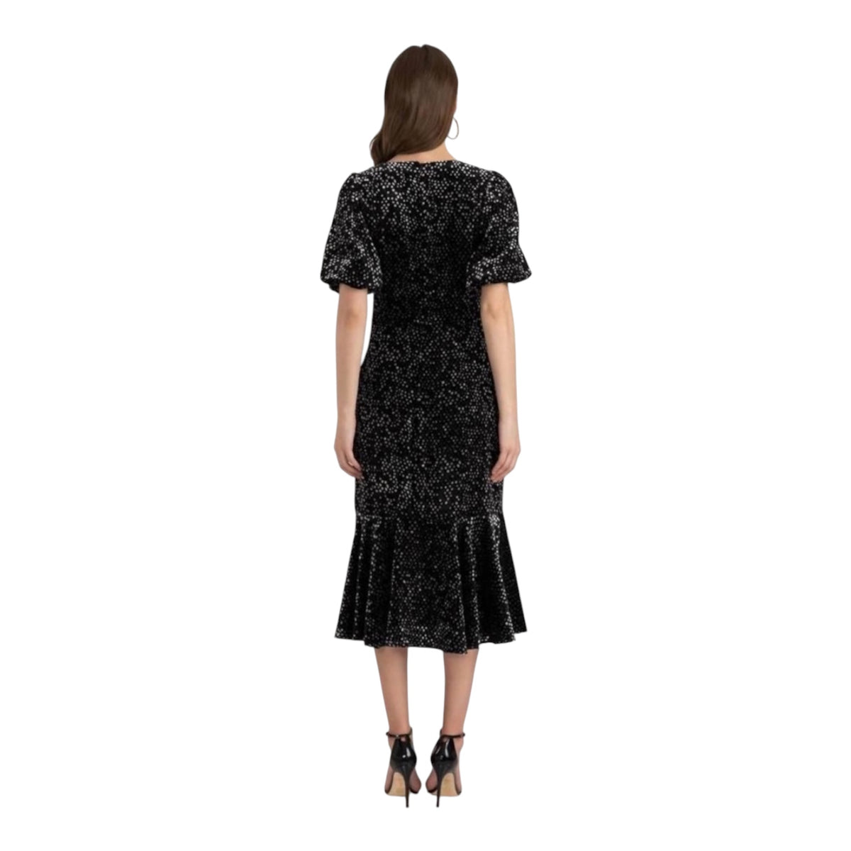 Shoshanna Silk Blend Colette Black Velvet Dot Dress Size 4