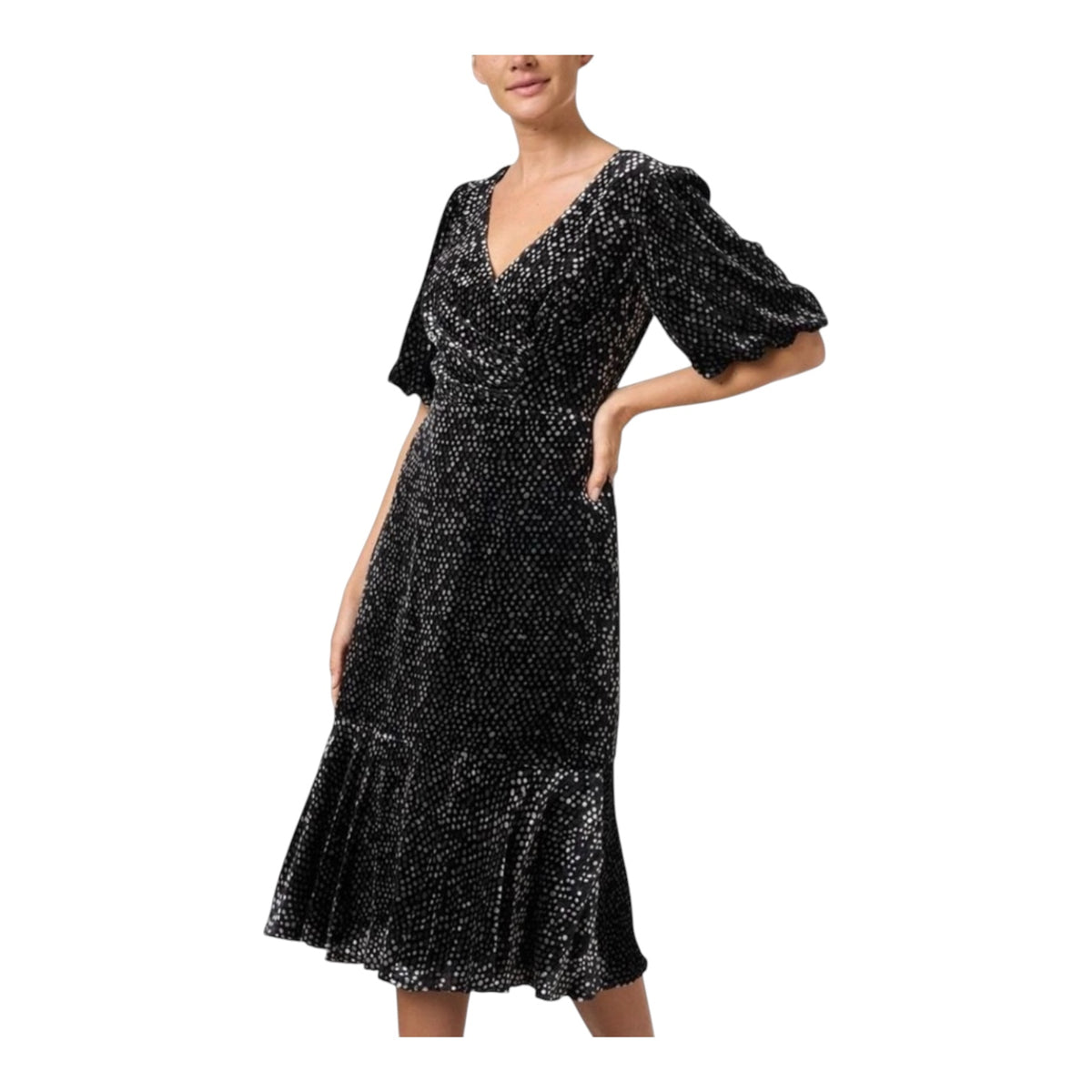 Shoshanna Silk Blend Colette Black Velvet Dot Dress Size 4
