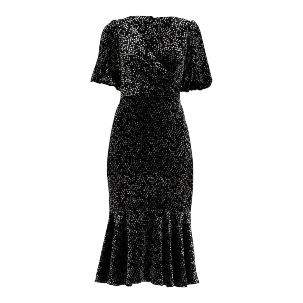 Shoshanna Silk Blend Colette Black Velvet Dot Dress Size 4