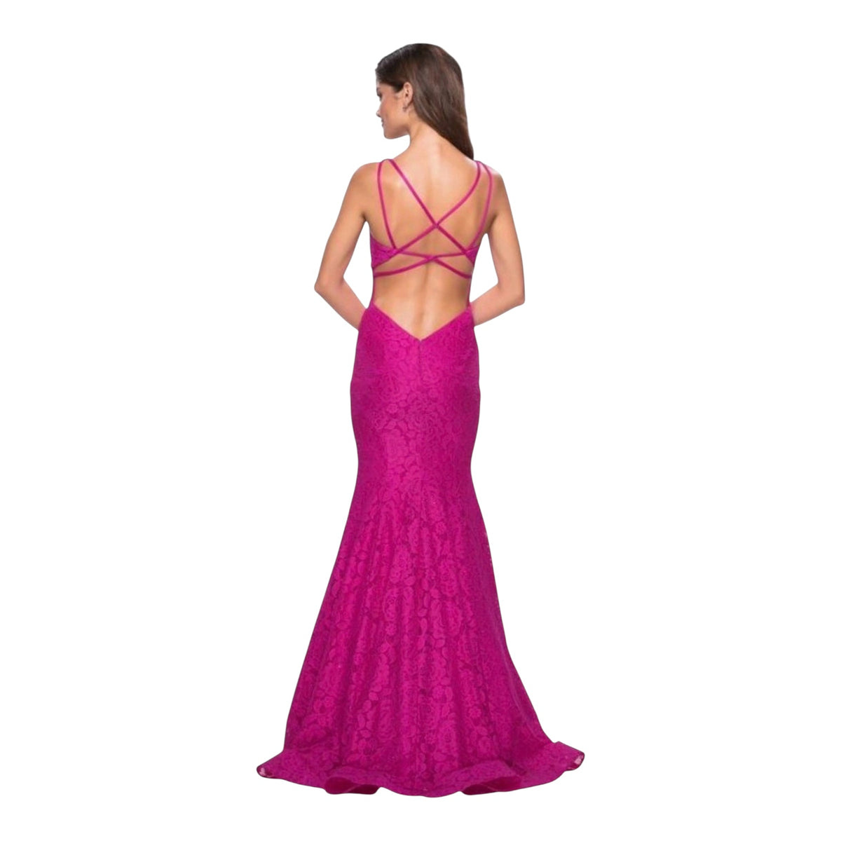 La Femme 27623 Hot Pink Lace Mermaid Gown Size 2 $478
