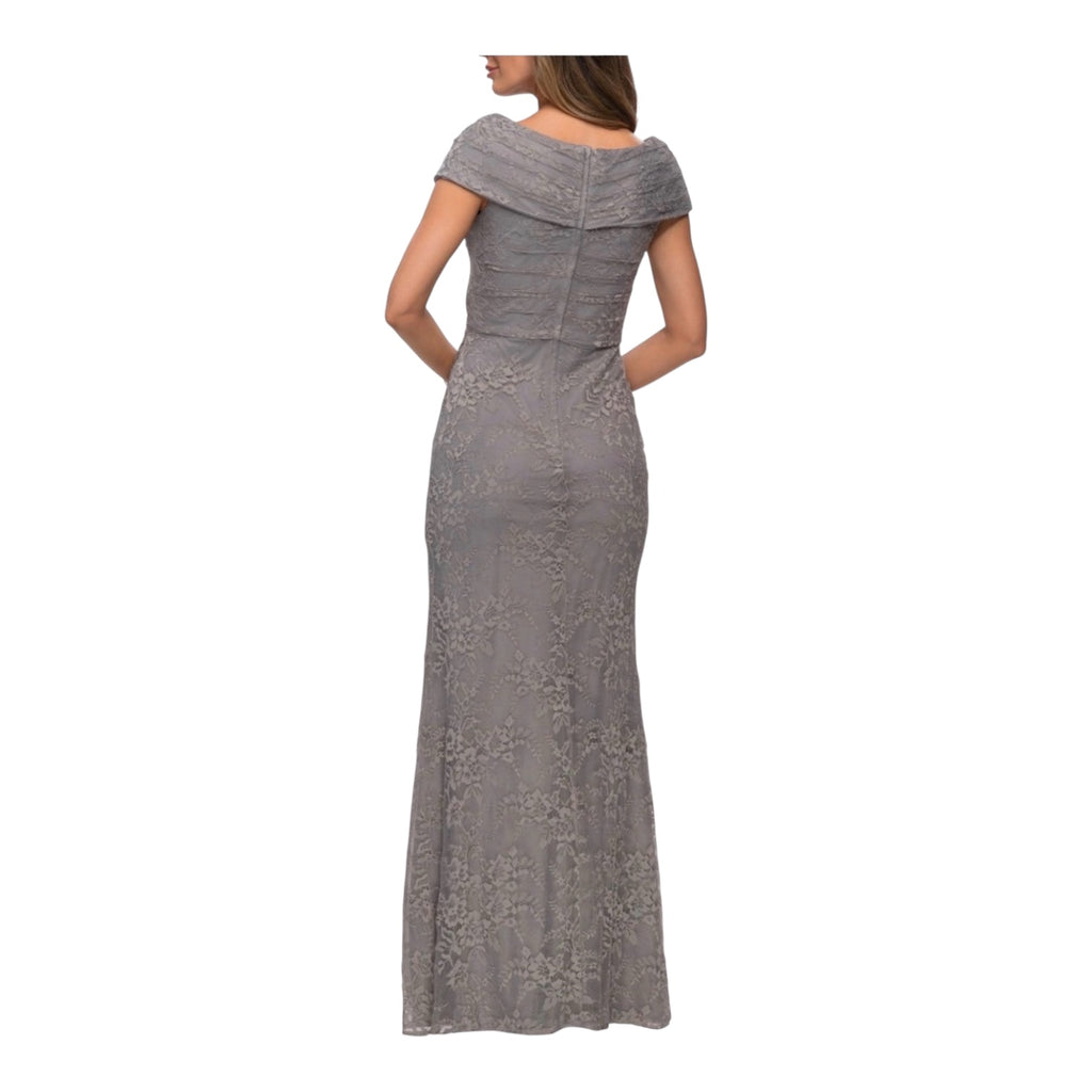 La Femme 27982 Platinum Lace Off Shoulder Gown Size 16 $378