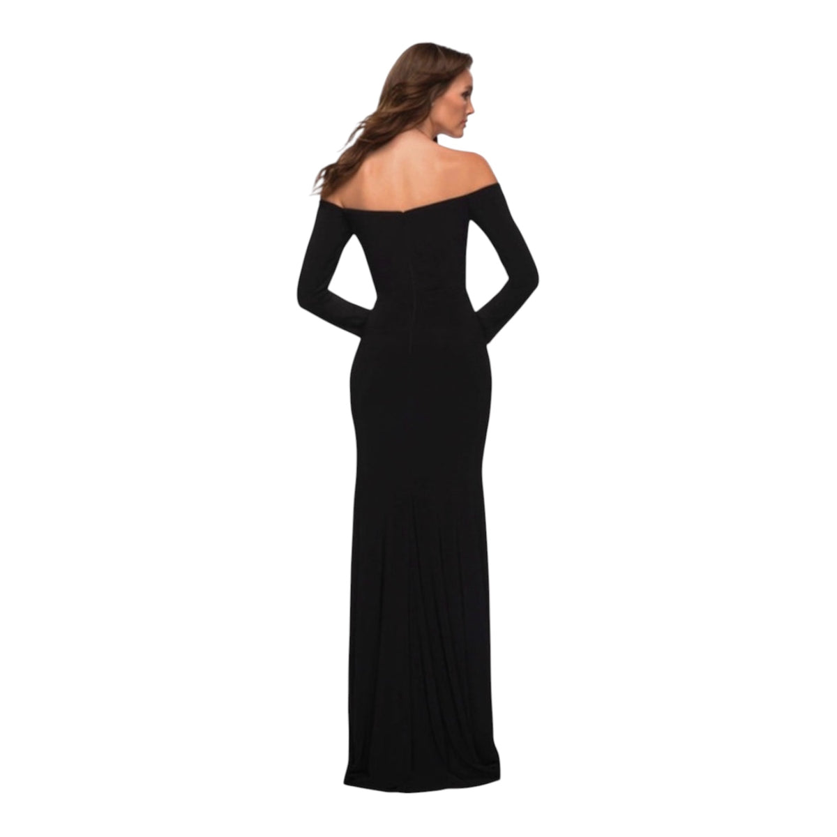 La Femme 29377 Black Long Sleeve Off Shoulder Maxi Dress Sz 6